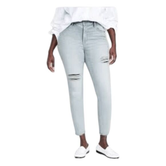 Old Navy Mid-Rise Rockstar Super Skinny Ankle Jeans Light Blue Distressed Denim - Picture 1 of 8